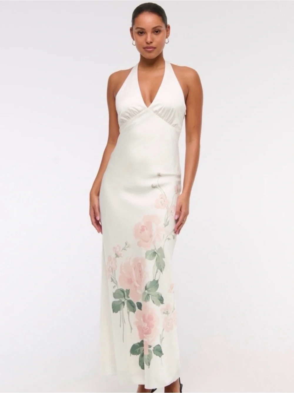 Abercrombie & Fitch The Julia Slip Dress White Floral Halter